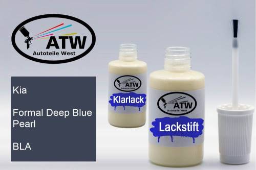 Kia, Formal Deep Blue Pearl, BLA: 20ml Lackstift + 20ml Klarlack - Set, von ATW Autoteile West.